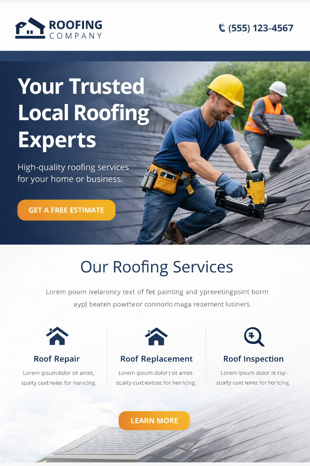 Contractor website sample layout