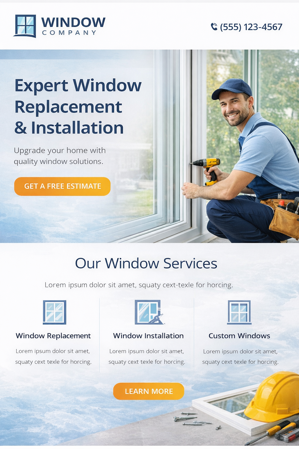 Contractor website sample hero section